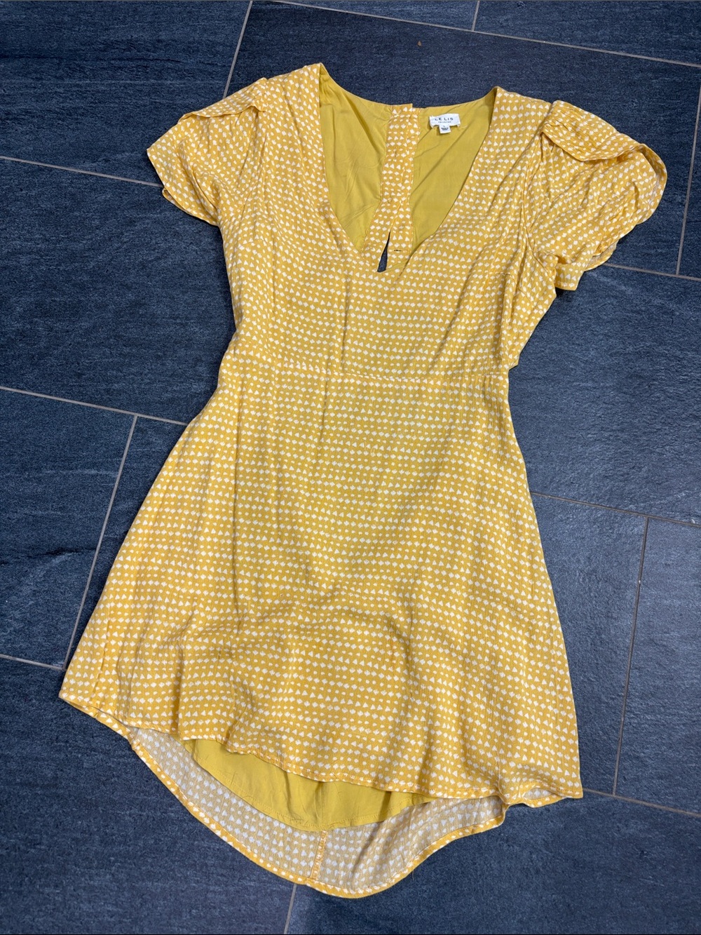 Yellow Polka Dot Short Sleeve Sun Dress